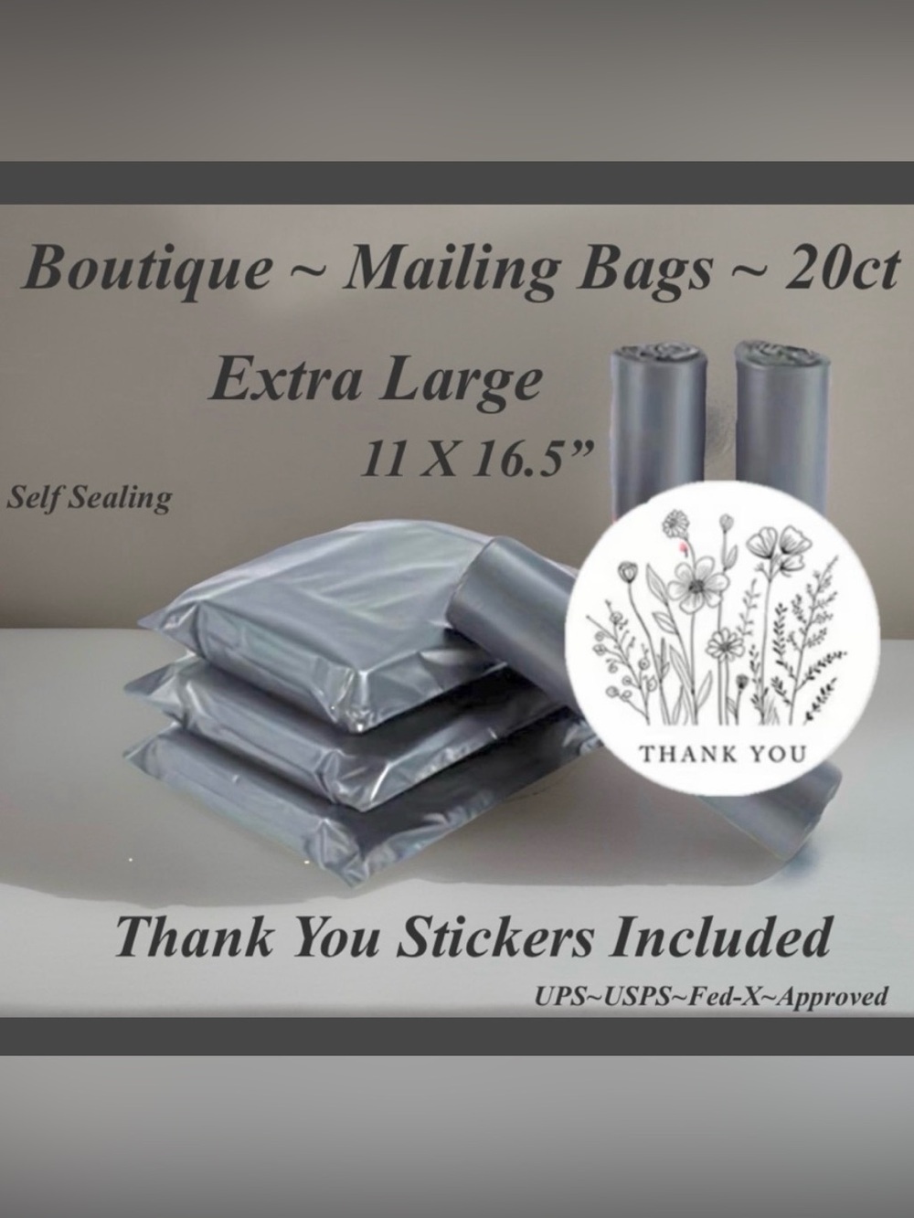 Ex. Large Poly Mailing BagsW/Thank You Stickers 20ct Bags & 20ct Stickers 〰️🆕〰️